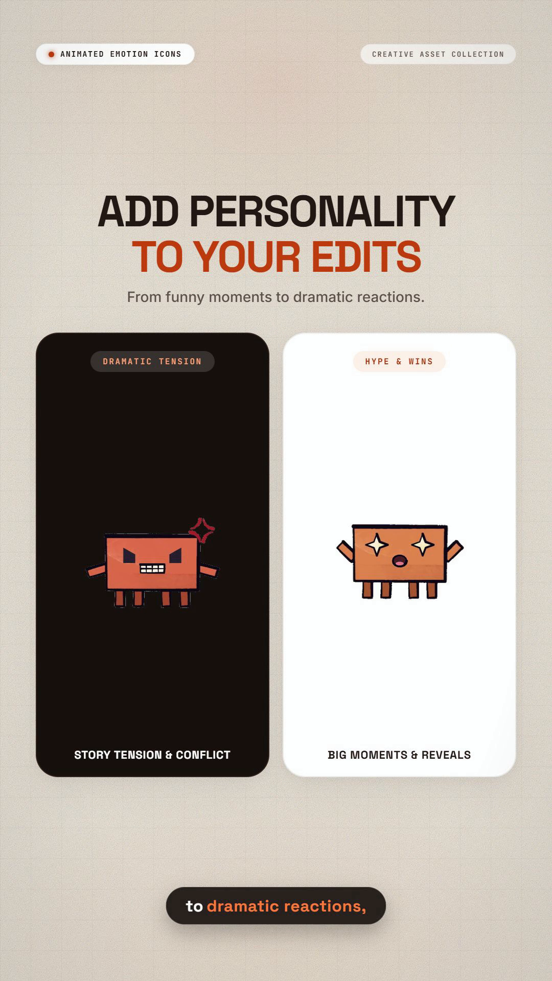 Social content contrast card with dramatic tension and win reactions